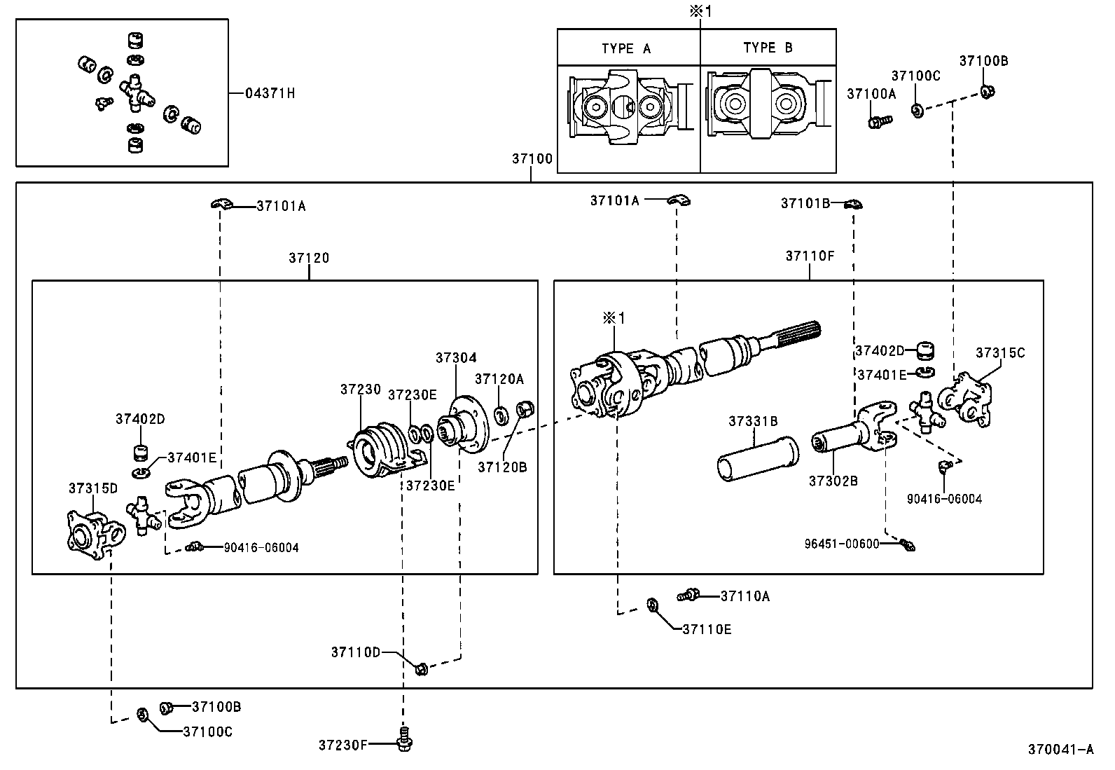 04371-60100 SPIDER KIT, REAR PROPELLER SHAFT UNIVERSAL JOINT product image
