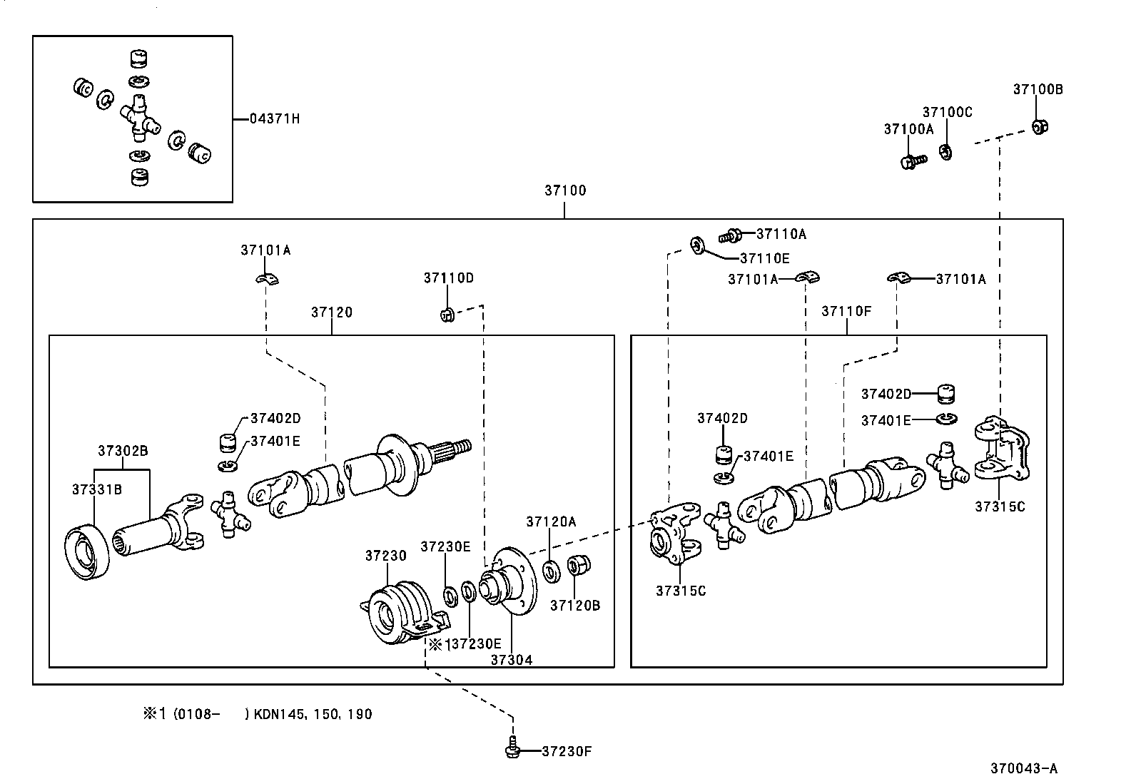 04371-60100 SPIDER KIT, REAR PROPELLER SHAFT UNIVERSAL JOINT product image