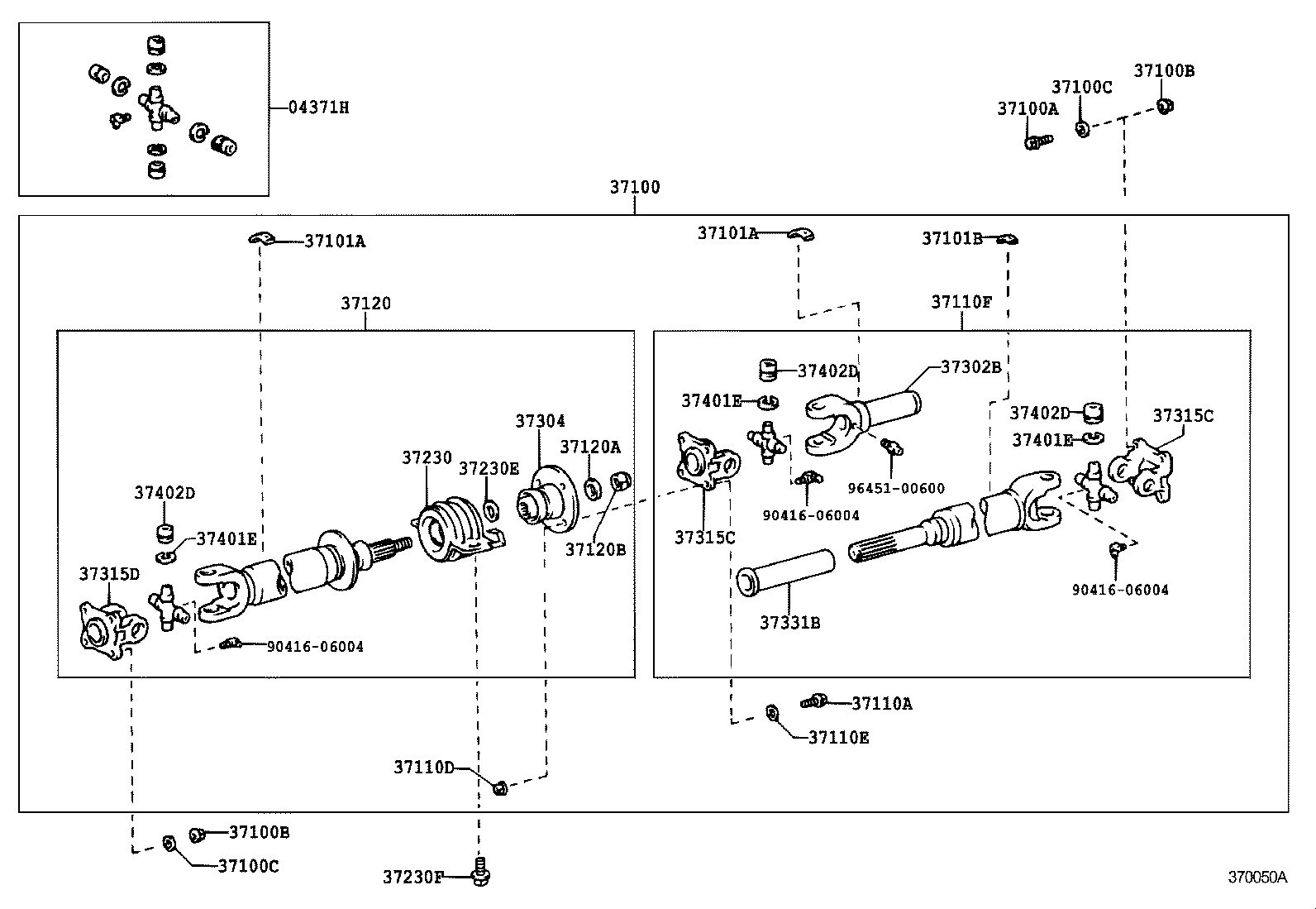 04371-60100 SPIDER KIT, REAR PROPELLER SHAFT UNIVERSAL JOINT product image