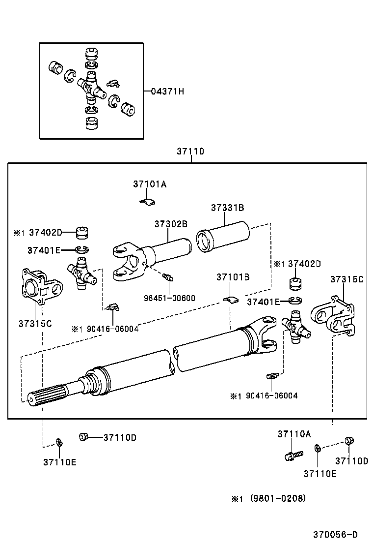04371-60060 SPIDER KIT, FRONT PROPELLER SHAFT UNIVERSAL JOINT product image