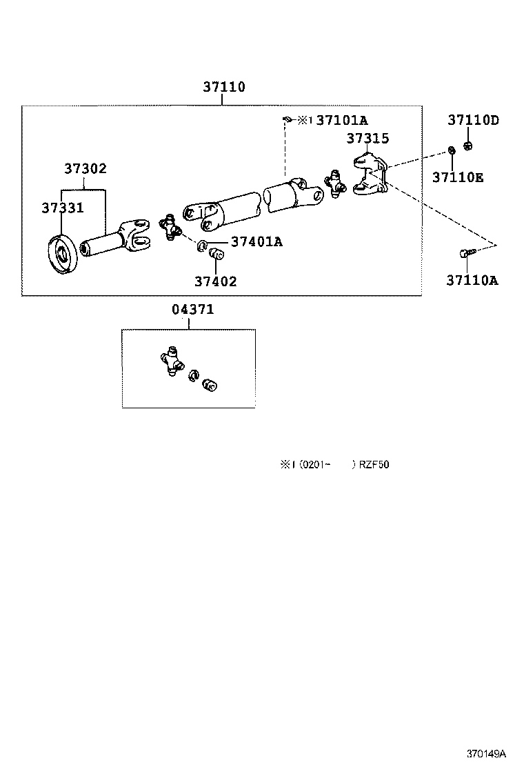 04371-0B011 SPIDER KIT, UNIVERSAL JOINT(FOR PROPELLER SHAFT) product image