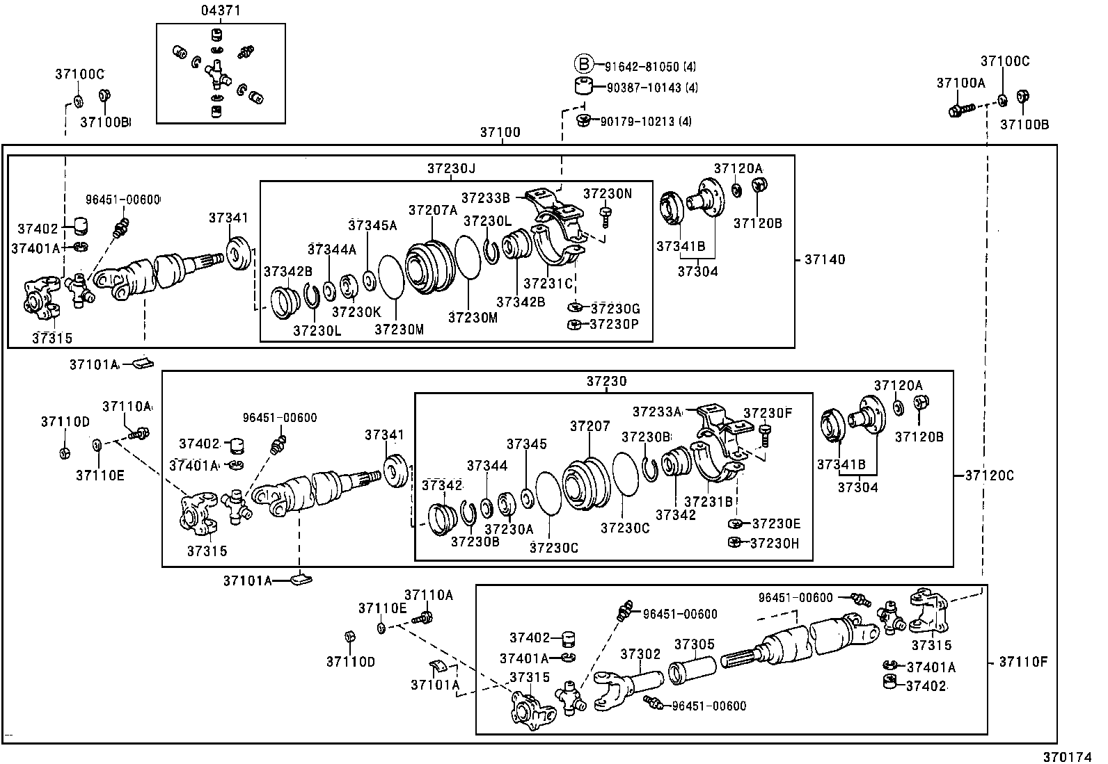 37100-3B030 SHAFT ASSY, PROPELLER W/CENTER BEARING product image