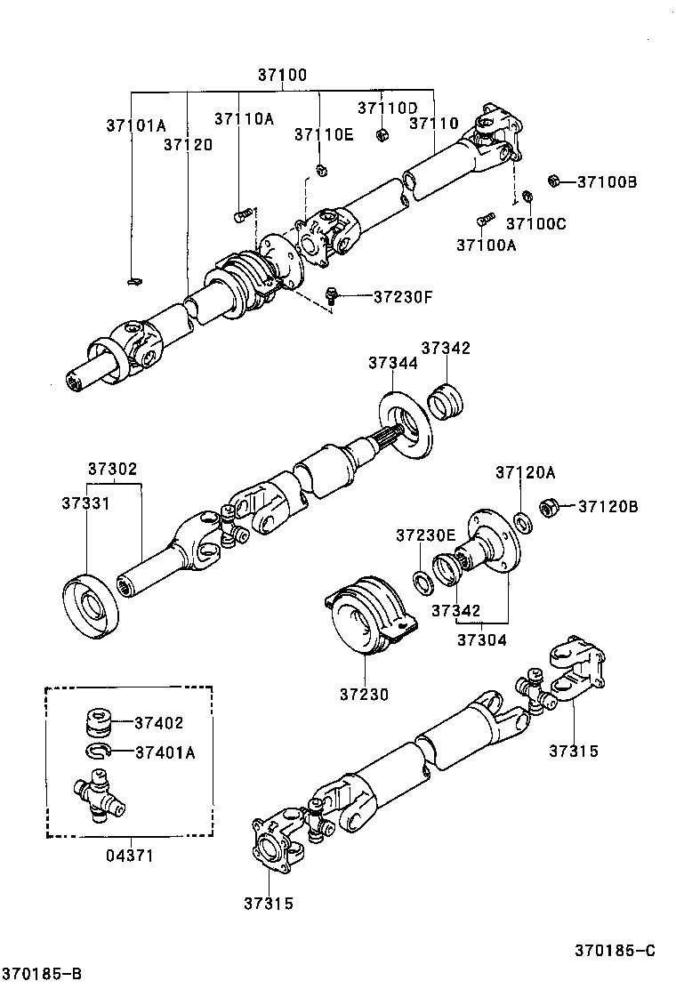37100-35680 SHAFT ASSY, PROPELLER W/CENTER BEARING product image