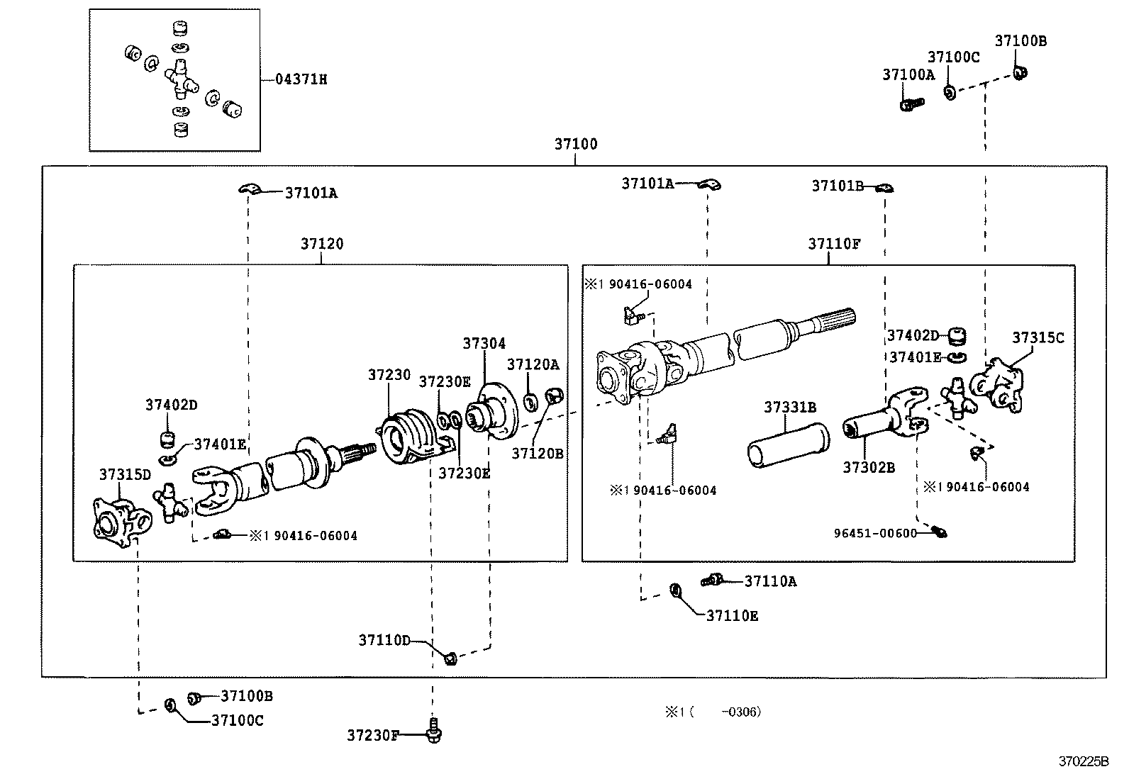 04371-60100 SPIDER KIT, REAR PROPELLER SHAFT UNIVERSAL JOINT product image
