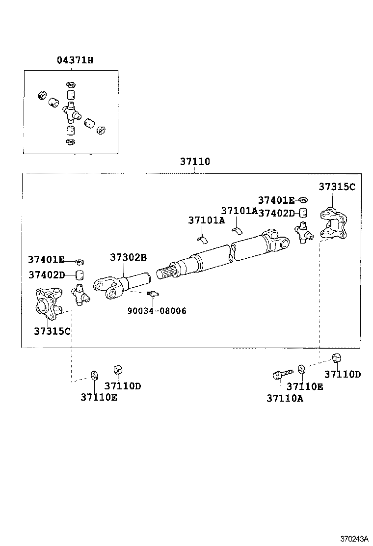 04371-37080 SPIDER KIT, REAR PROPELLER SHAFT UNIVERSAL JOINT product image