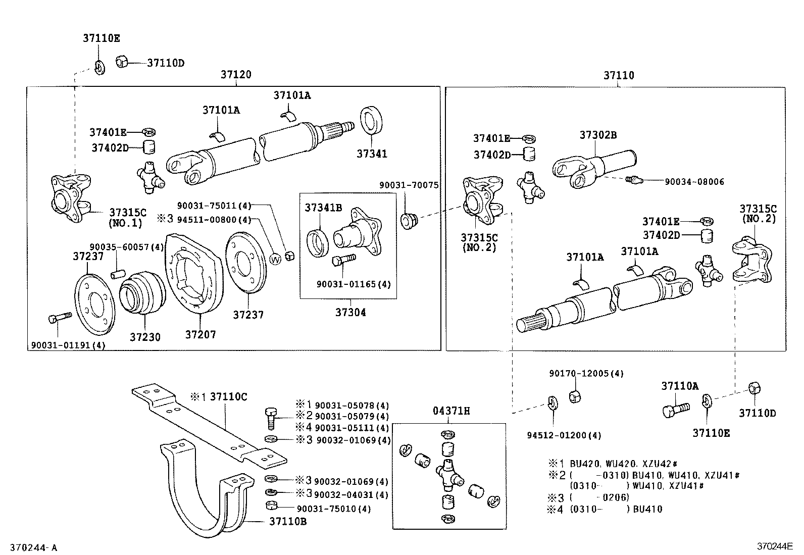 04371-37080 SPIDER KIT, REAR PROPELLER SHAFT UNIVERSAL JOINT product image