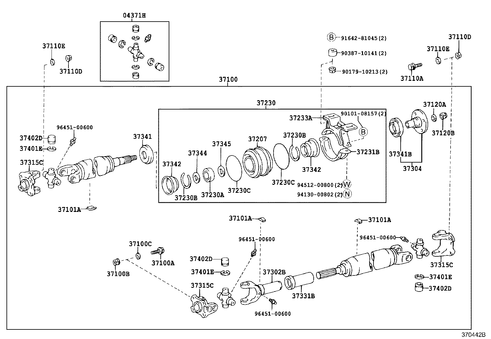 37100-37200 SHAFT ASSY, PROPELLER W/CENTER BEARING product image
