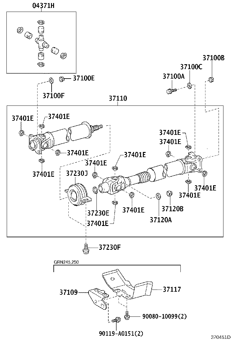 04371-04031 SPIDER KIT, UNIVERSAL JOINT(FOR PROPELLER SHAFT) product image