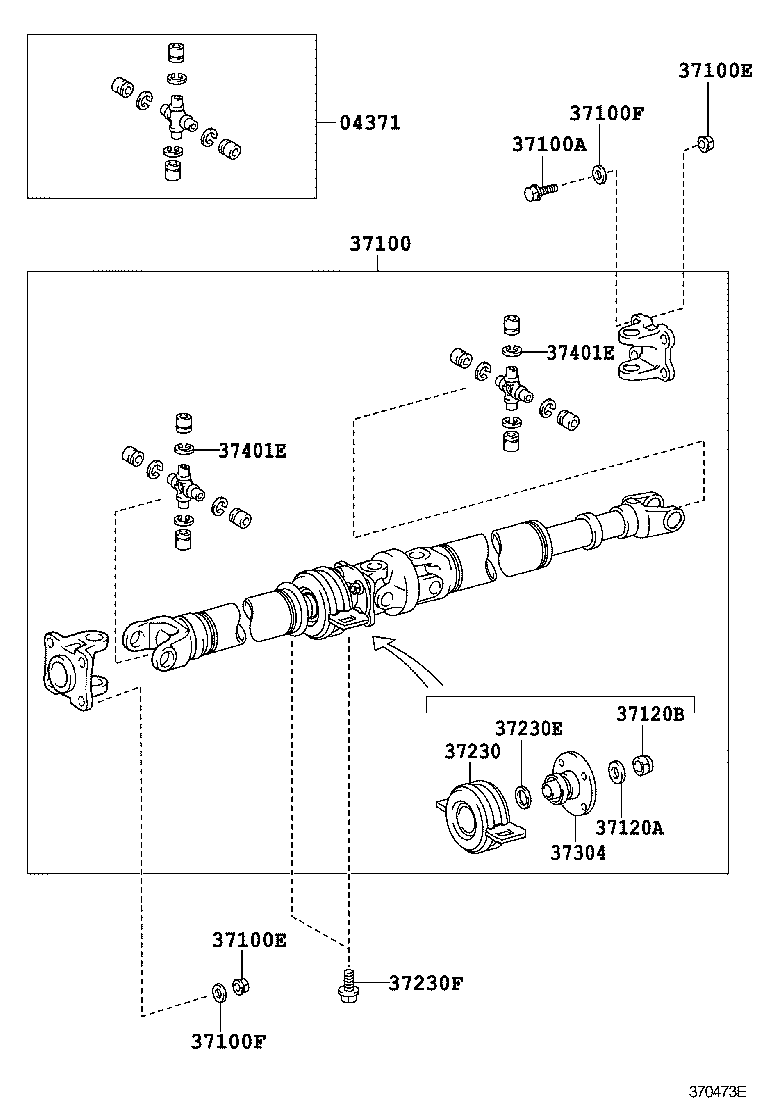 37100-0C010 SHAFT ASSY, PROPELLER W/CENTER BEARING product image