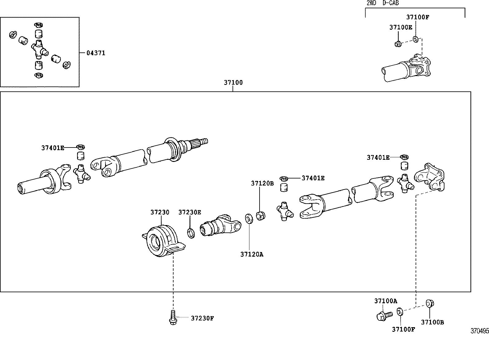 37100-0C010 SHAFT ASSY, PROPELLER W/CENTER BEARING product image