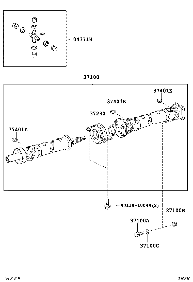 37100-26530 SHAFT ASSY, PROPELLER W/CENTER BEARING product image