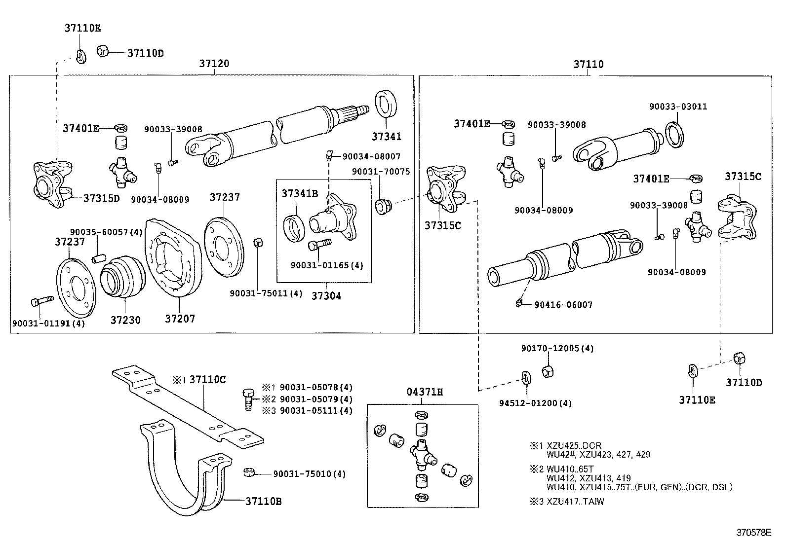 04371-37080 SPIDER KIT, REAR PROPELLER SHAFT UNIVERSAL JOINT product image