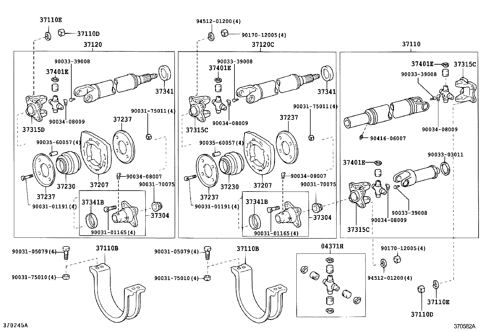 04371-37080 SPIDER KIT, REAR PROPELLER SHAFT UNIVERSAL JOINT product image
