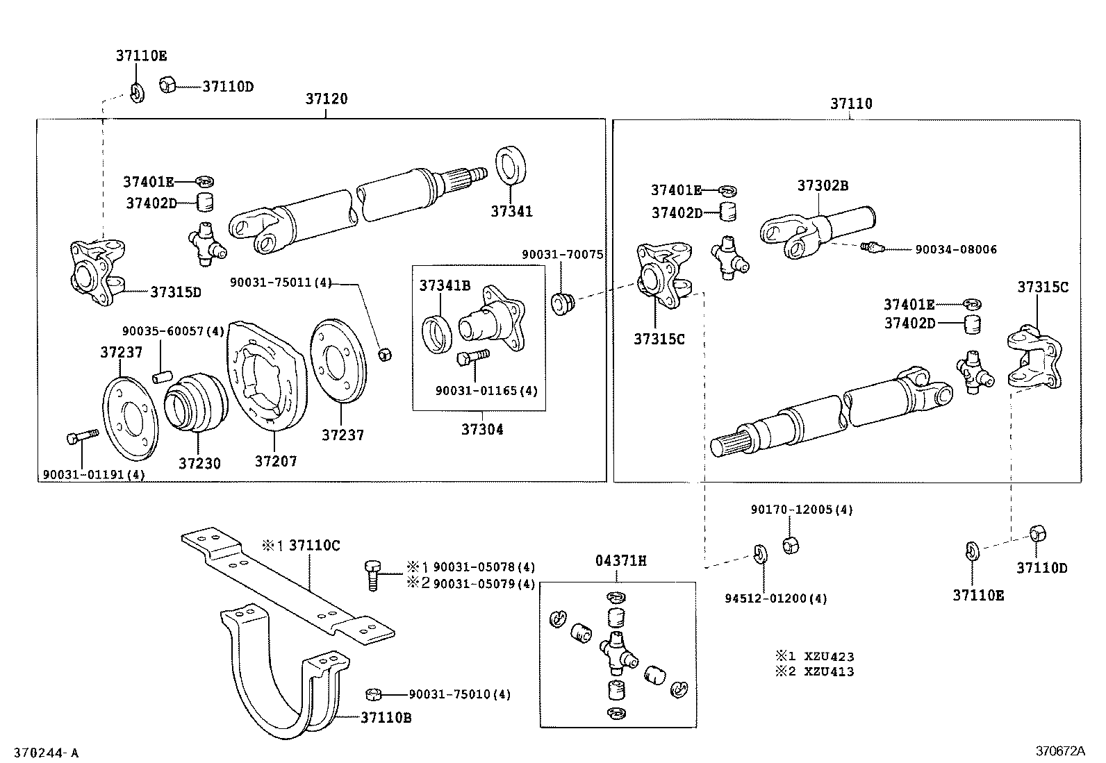 04371-37080 SPIDER KIT, REAR PROPELLER SHAFT UNIVERSAL JOINT product image