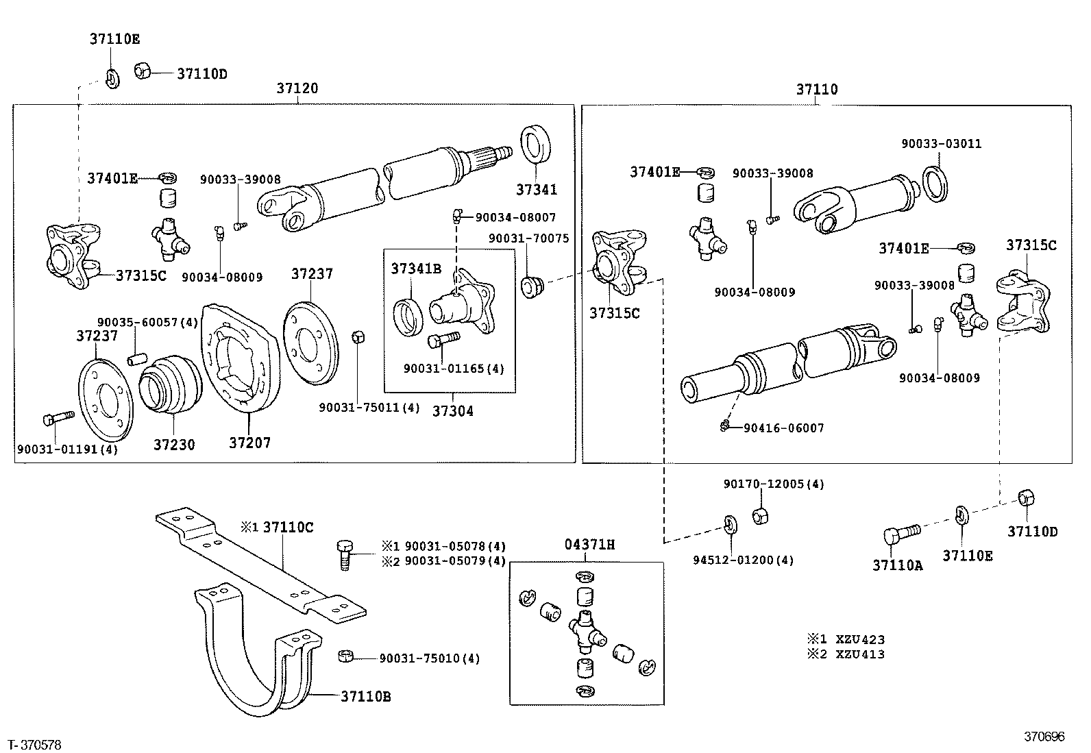 04371-37080 SPIDER KIT, REAR PROPELLER SHAFT UNIVERSAL JOINT product image