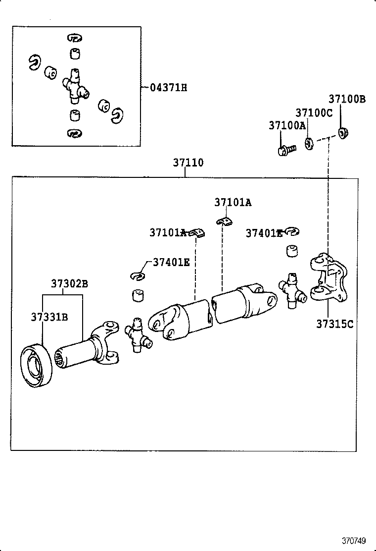 37120-35640 SHAFT ASSY, PROPELLER INTERMEDIATE product image