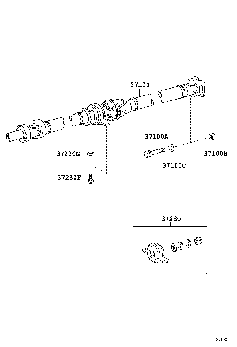 37100-53230 SHAFT ASSY, PROPELLER W/CENTER BEARING product image