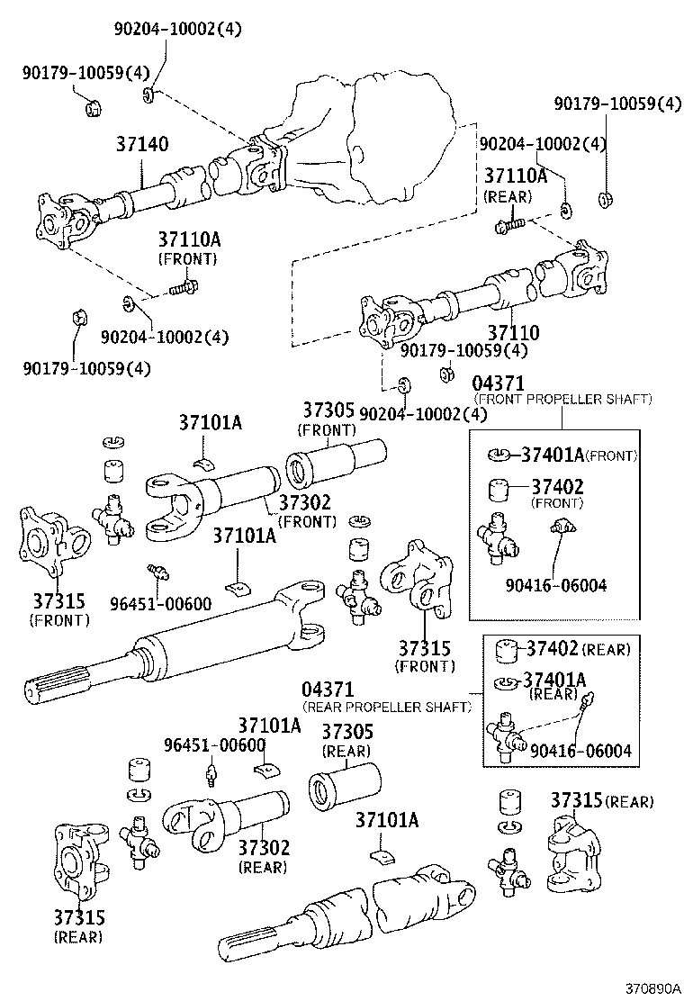 04375-60070 SPIDER KIT, UNIVERSAL JOINT(FOR PROPELLER SHAFT) product image