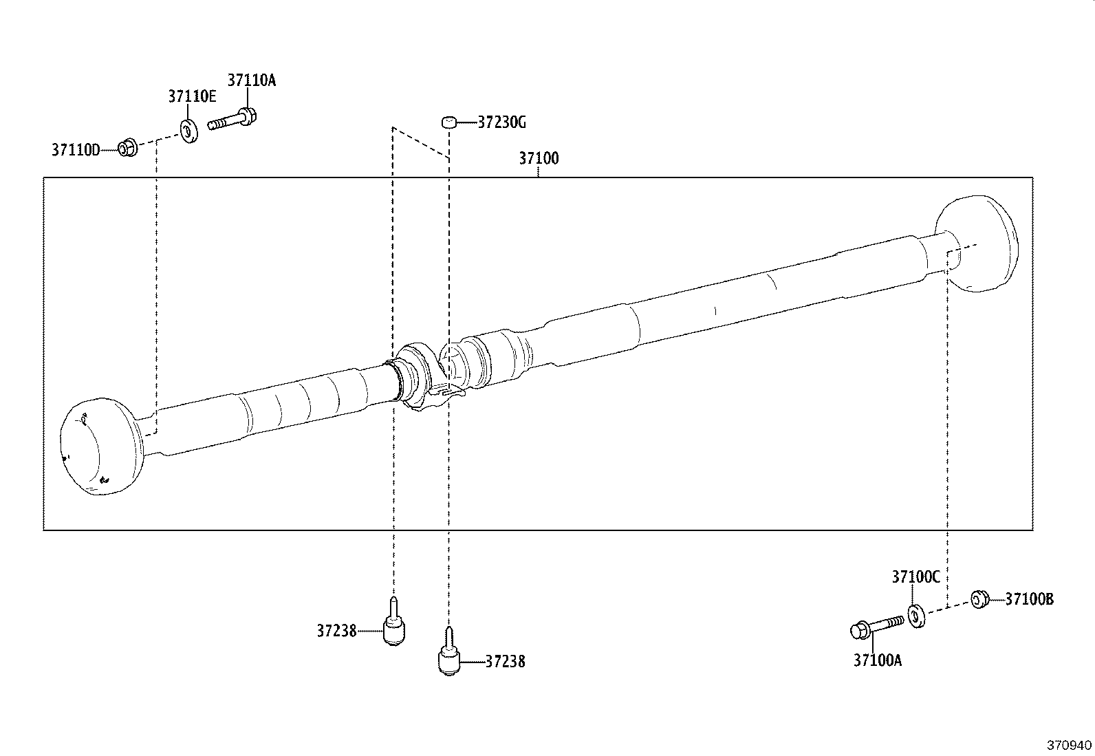 37100-50120 SHAFT ASSY, PROPELLER W/CENTER BEARING product image