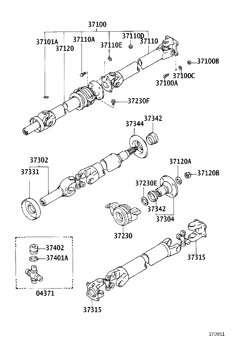37100-35680 SHAFT ASSY, PROPELLER W/CENTER BEARING product image
