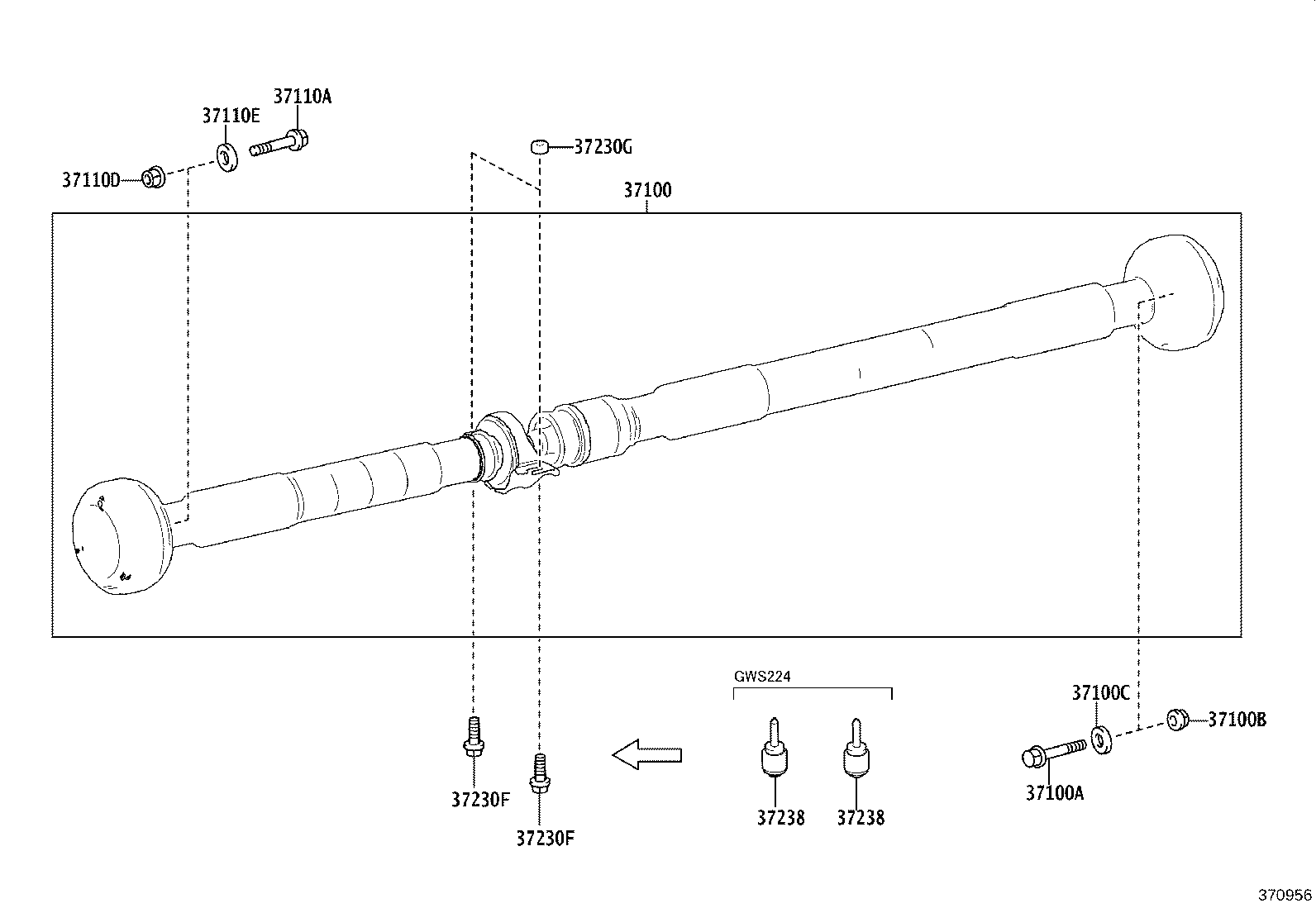 37100-30B60 SHAFT ASSY, PROPELLER W/CENTER BEARING product image