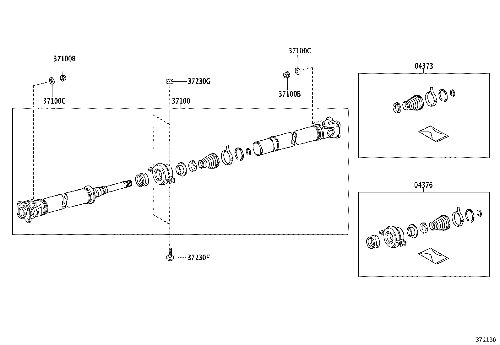 37100-52090 SHAFT ASSY, PROPELLER W/CENTER BEARING product image