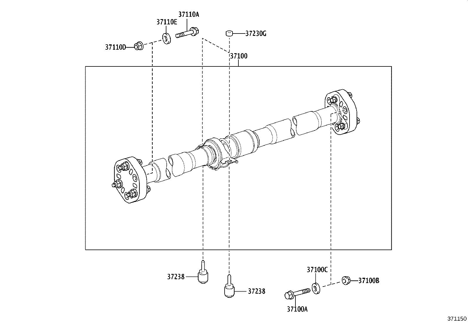 37100-11020 SHAFT ASSY, PROPELLER W/CENTER BEARING product image