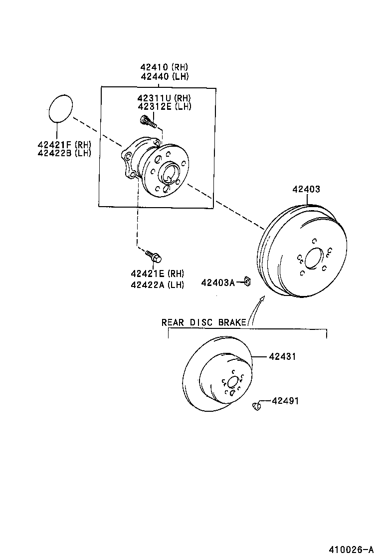 42410-33040 HUB & BEARING ASSY, REAR AXLE, RH product image