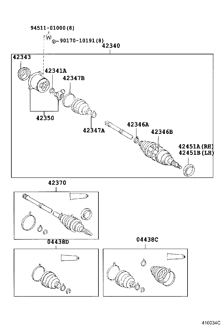 04437-21010 BOOT KIT, REAR DRIVE SHAFT INBOARD JOINT, RH product image