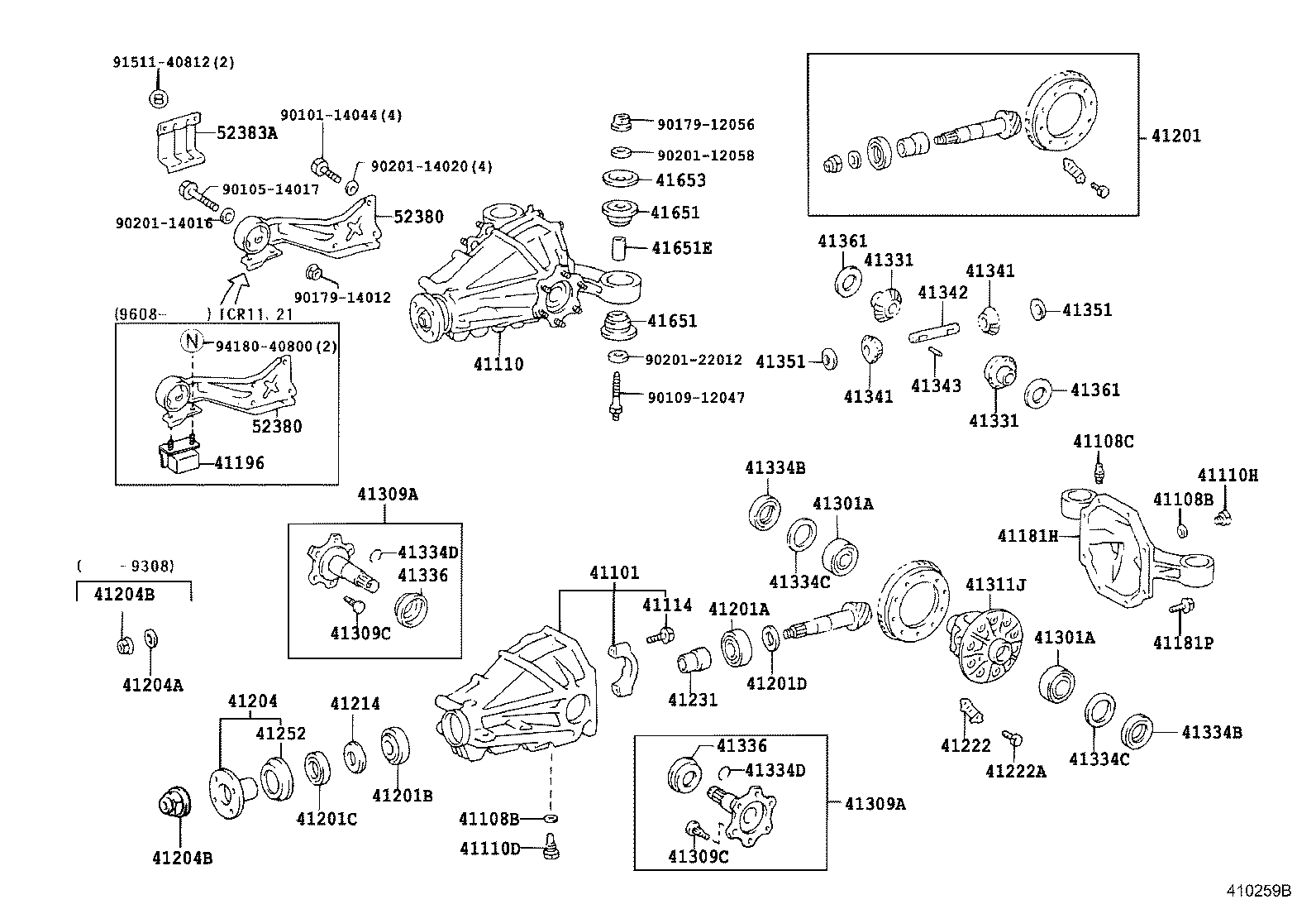 41110-28260 CARRIER ASSY, DIFFERENTIAL, REAR product image