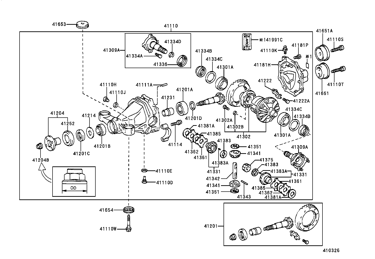 41110-3A070 CARRIER ASSY, DIFFERENTIAL, REAR product image
