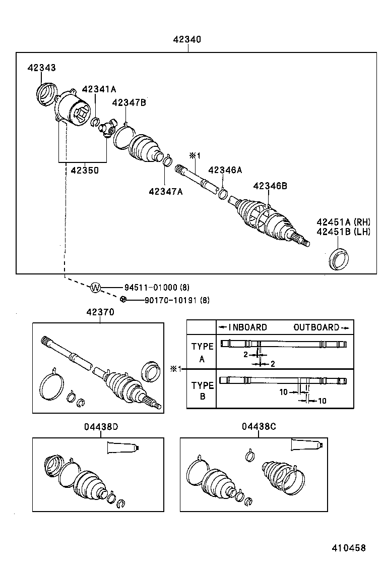 04438-42010 BOOT KIT, REAR DRIVE SHAFT INBOARD JOINT product image