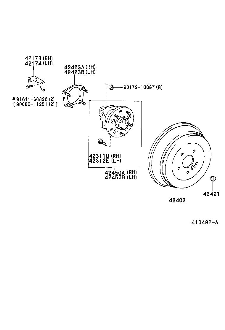42174-45010 BRACKET, REAR AXLE HARNESS, LH product image