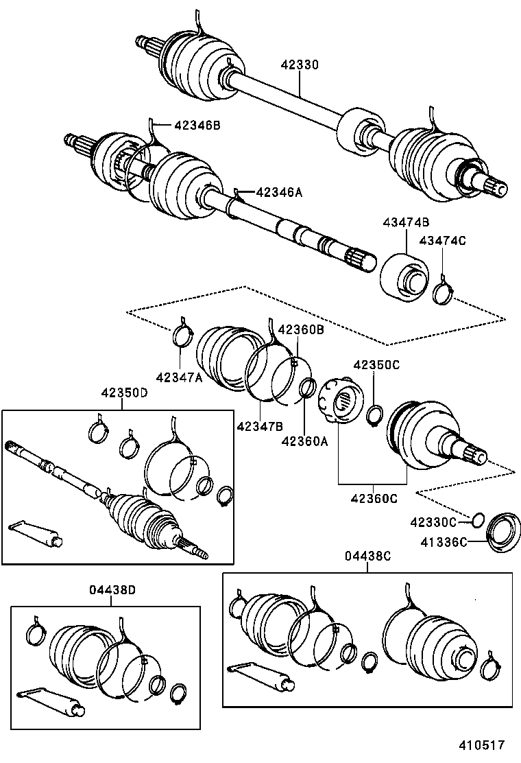 04438-20060 BOOT KIT, REAR DRIVE SHAFT INBOARD JOINT product image