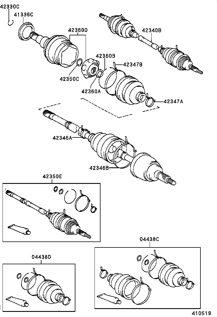 04438-20060 BOOT KIT, REAR DRIVE SHAFT INBOARD JOINT product image