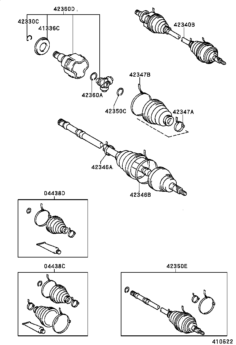 04438-20060 BOOT KIT, REAR DRIVE SHAFT INBOARD JOINT product image