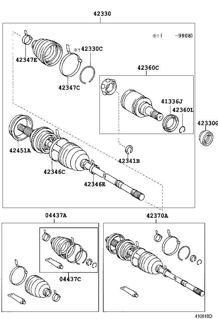 04437-21010 BOOT KIT, REAR DRIVE SHAFT INBOARD JOINT, RH product image