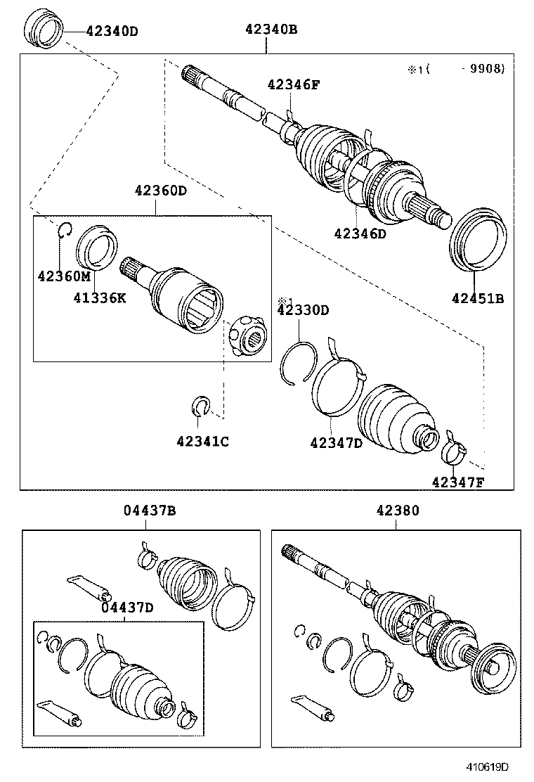 04437-21010 BOOT KIT, REAR DRIVE SHAFT INBOARD JOINT, RH product image