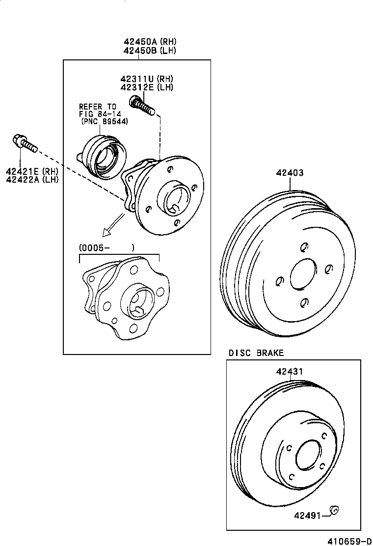 42450-47010 HUB & BEARING ASSY, REAR AXLE, RH product image