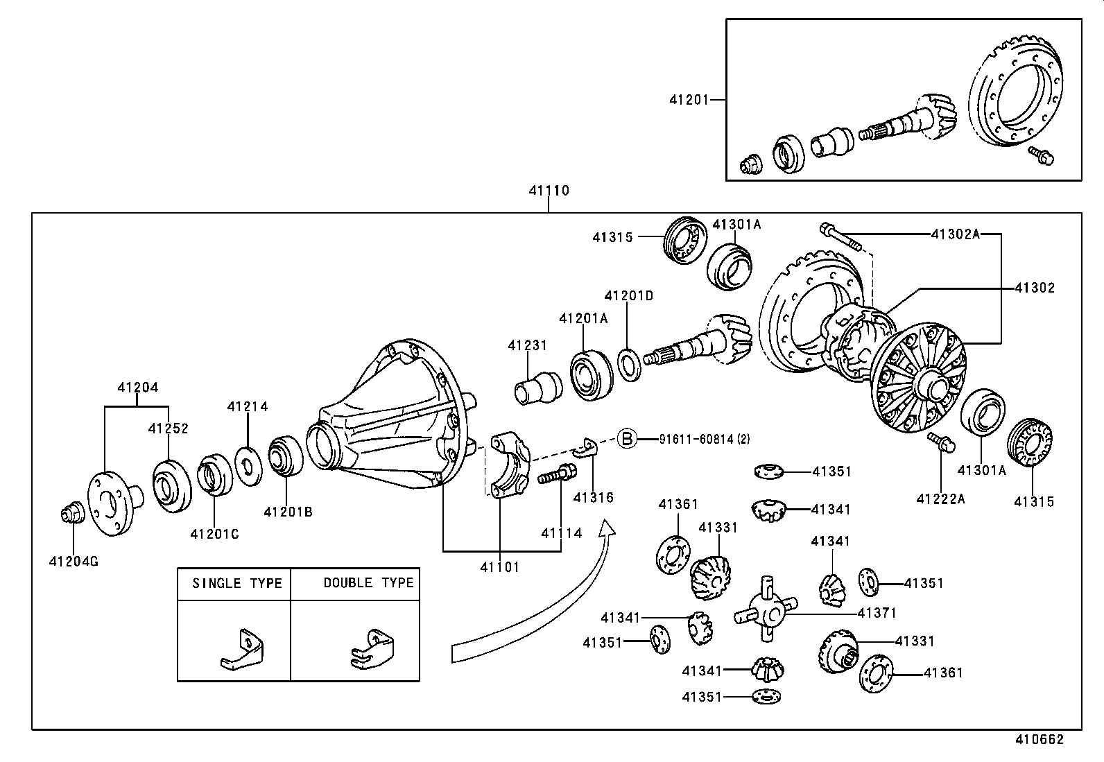 41101-60120 CARRIER SUB-ASSY, DIFFERENTIAL, REAR product image