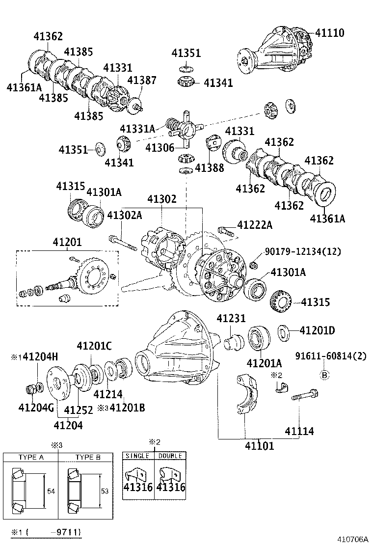 41101-60120 CARRIER SUB-ASSY, DIFFERENTIAL, REAR product image