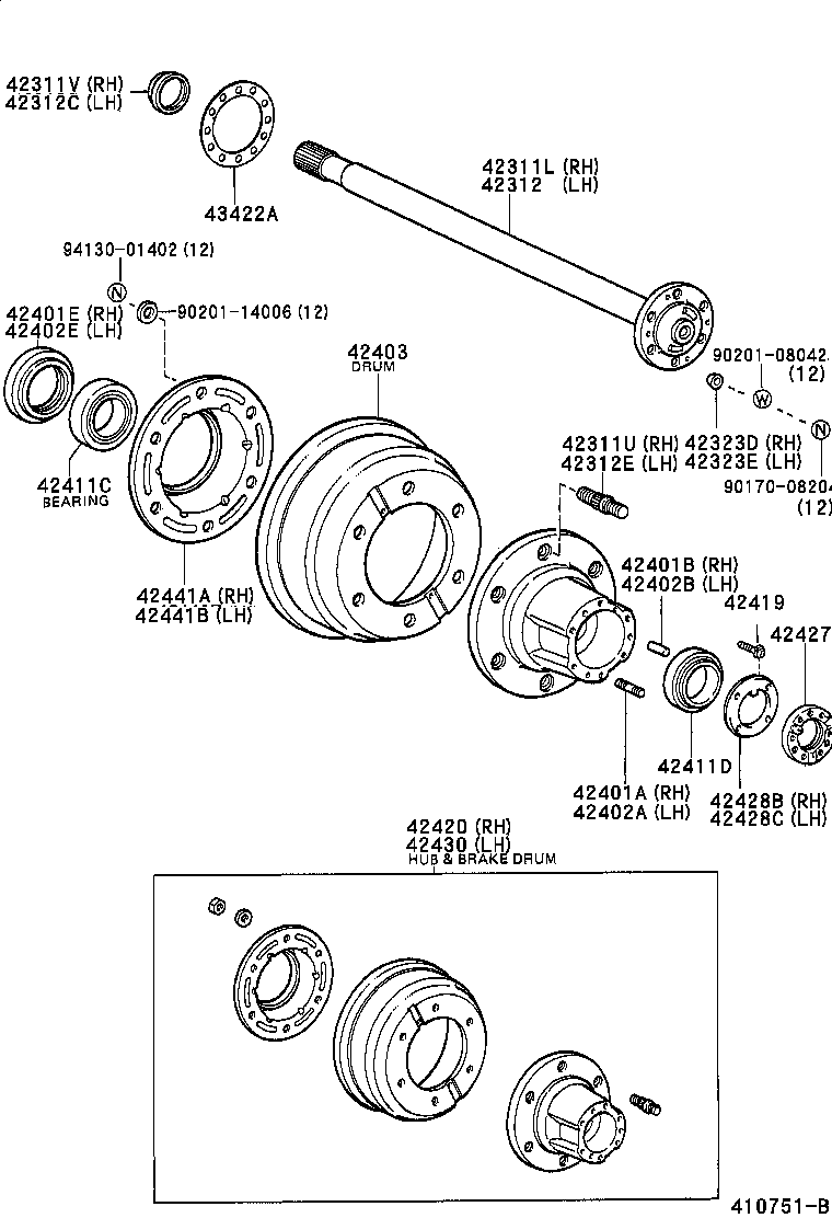 42311-36161 SHAFT, REAR AXLE, RH product image