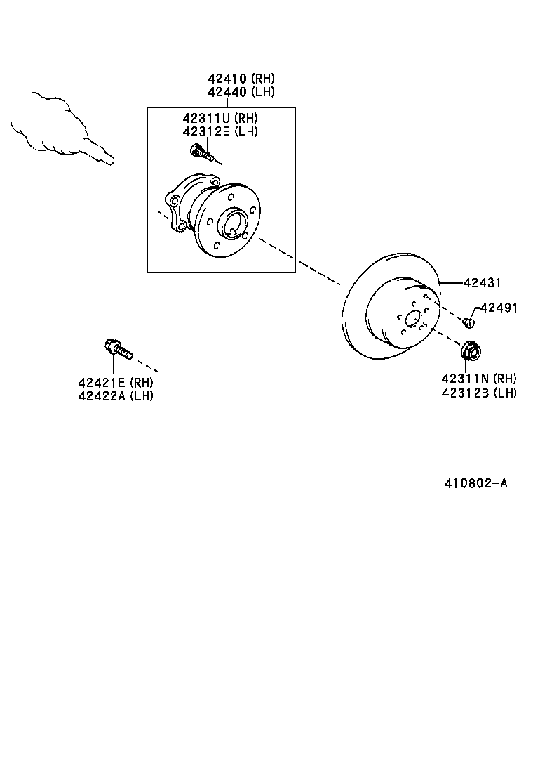 42450-63010 HUB & BEARING ASSY, REAR AXLE, RH product image