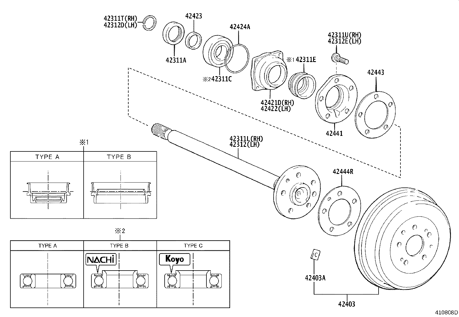 42311-34030 SHAFT, REAR AXLE, RH product image