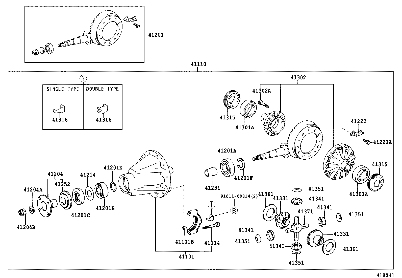 41110-37040 CARRIER ASSY, DIFFERENTIAL, REAR product image