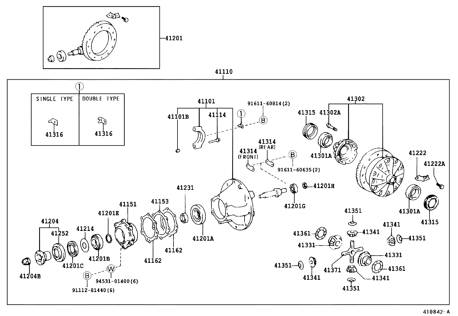 41110-37040 CARRIER ASSY, DIFFERENTIAL, REAR product image