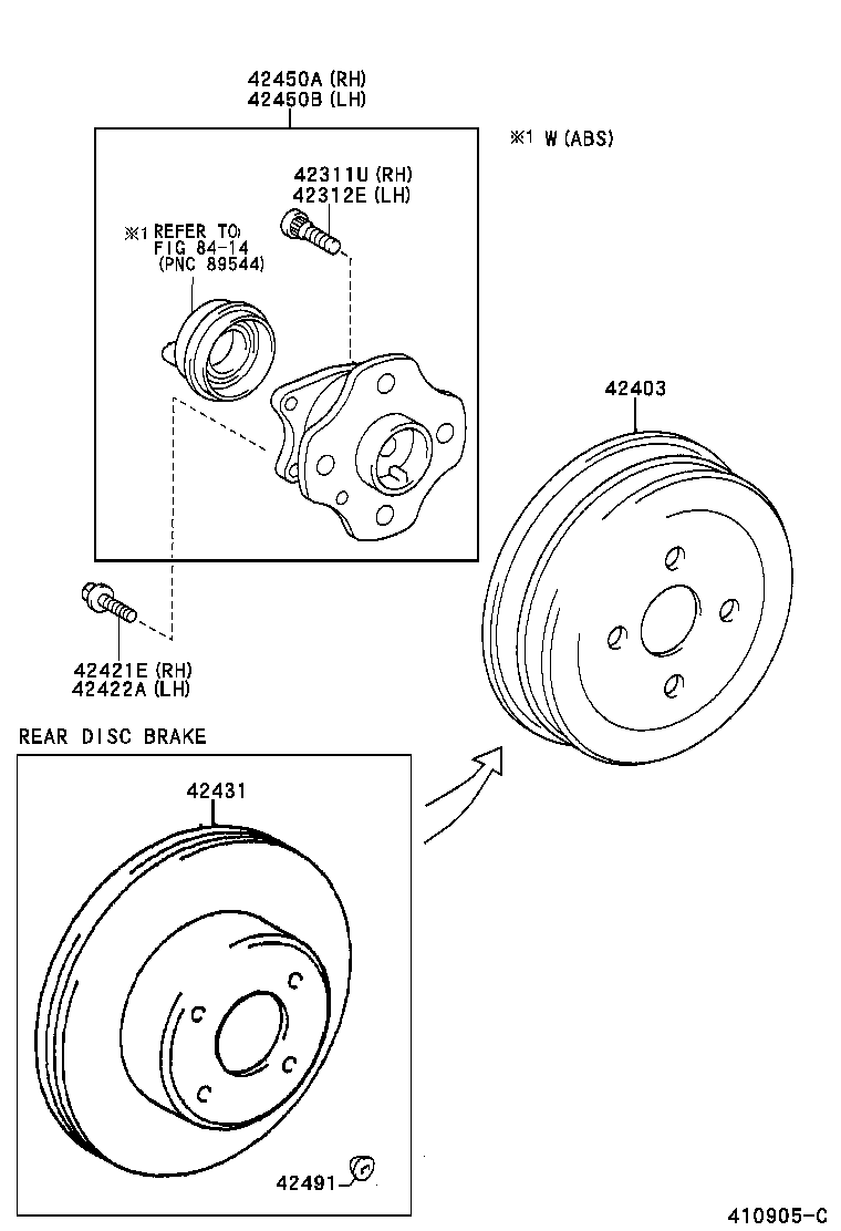 42410-0D010 HUB & BEARING ASSY, REAR AXLE, RH product image