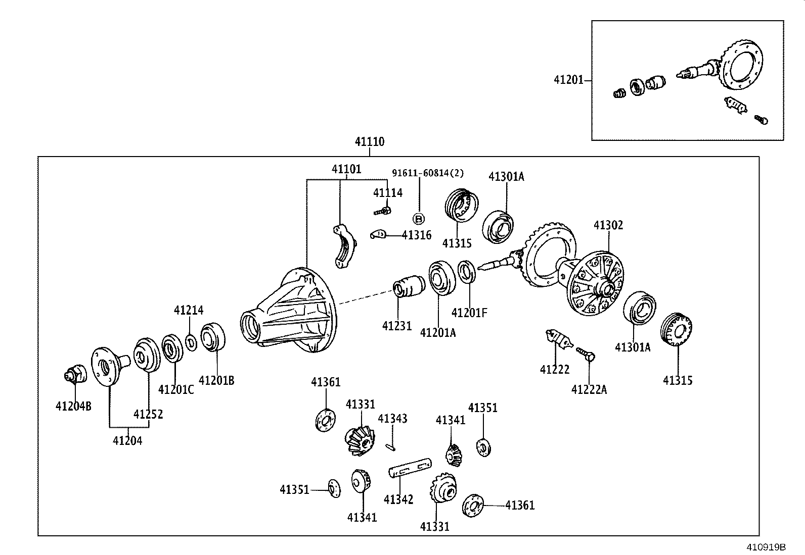 41110-25270 CARRIER ASSY, DIFFERENTIAL, REAR product image