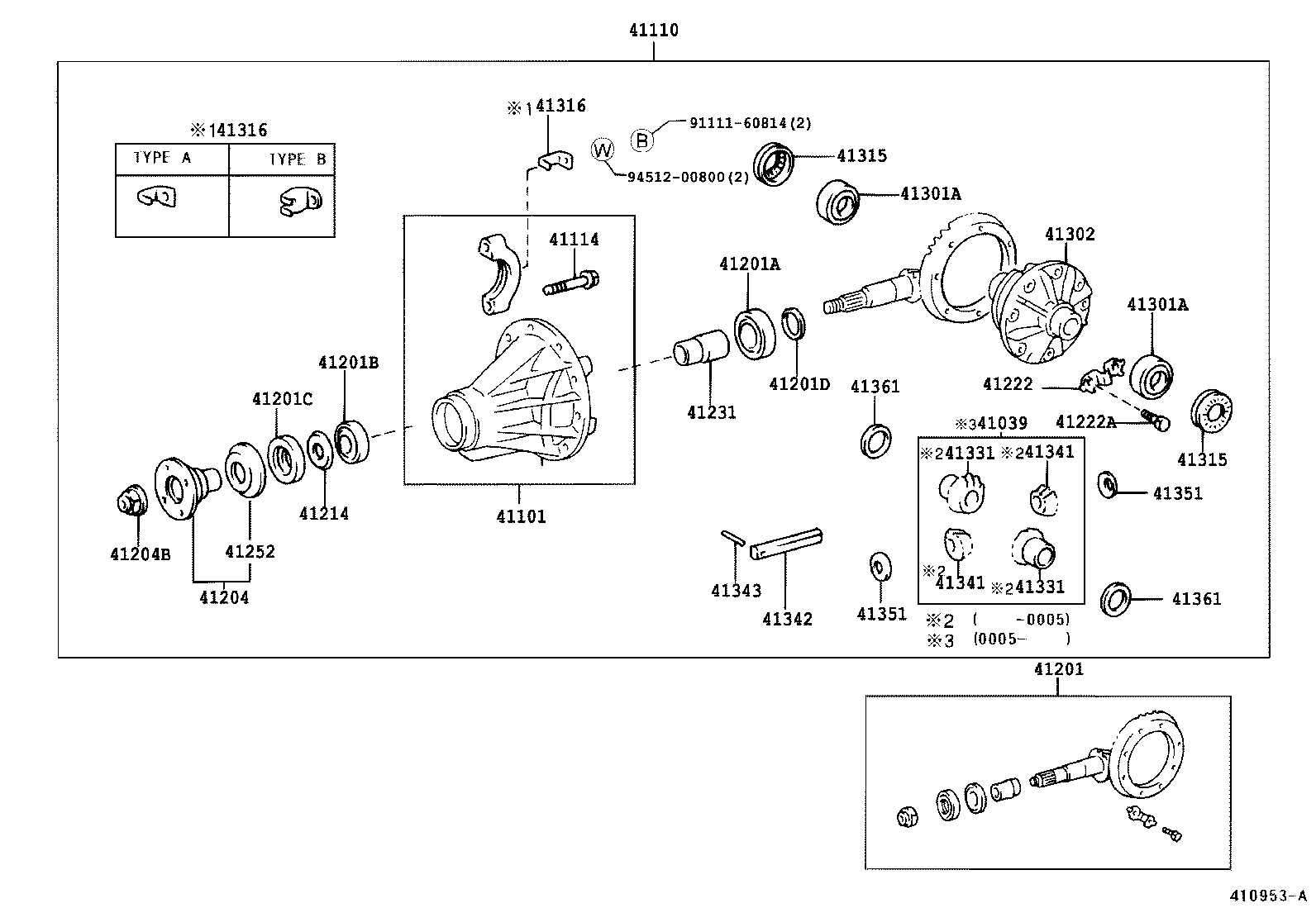 41110-27140 CARRIER ASSY, DIFFERENTIAL, REAR product image