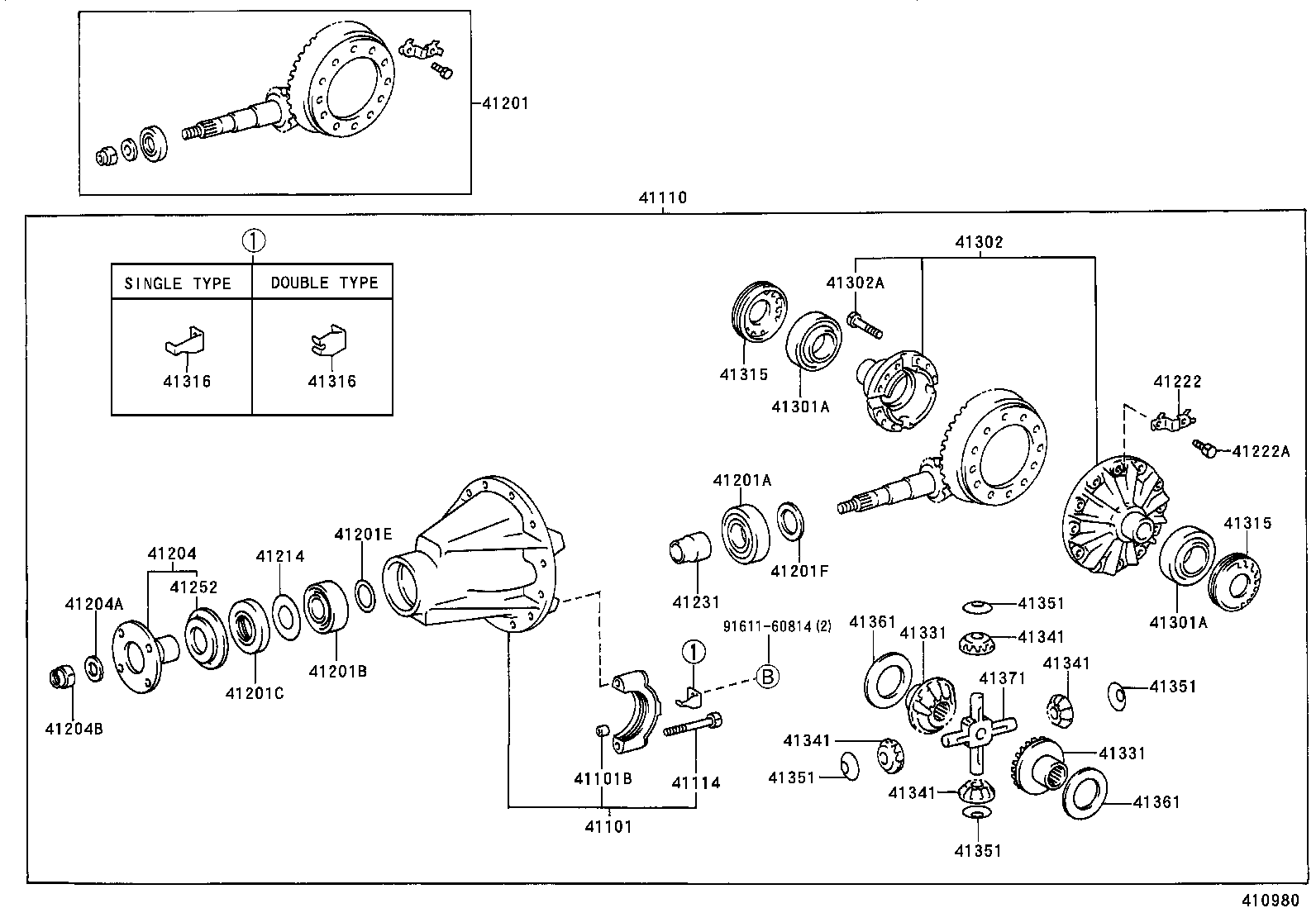 41101-60130 CARRIER SUB-ASSY, DIFFERENTIAL, REAR product image